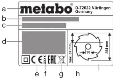 METABO TS 3618 LTX BL 254 - DaHHbIe Ha 3aBODcKo Ta6nHKe: - 1