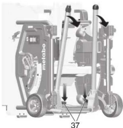 METABO TS 3618 LTX BL 254 - Umisteni's podstavcem stroje: - 2