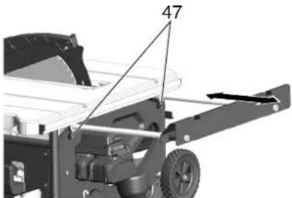 METABO TS 3618 LTX BL 254 - Ustawianie przydruzenia stolu - 1