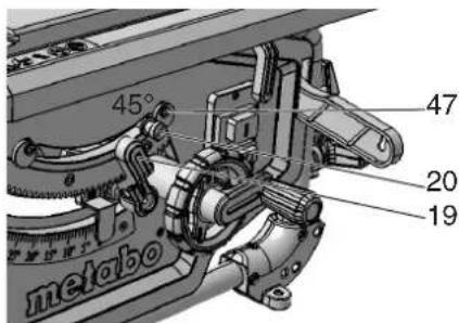 METABO TS 216 Floor - Nastavte vymezeni dorazu - 1