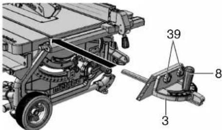 METABO TS 216 Floor - Ajustar o batente transversal - 1