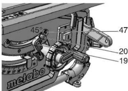 METABO TS 216 Floor - Ustawianie ograniczenia nachylenia - 1