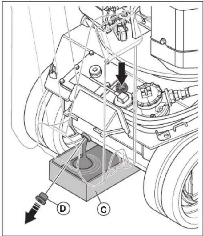 HUSQVARNA TC 130 - De hydraulische olie aftappen (DXR 95) - 5