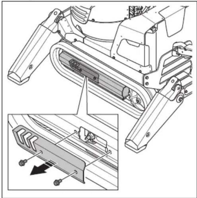 HUSQVARNA TC 130 - De spanning in de rupsbanden handmatig afstellen (DXR 95) - 1