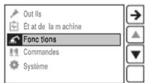 HUSQVARNA TC 130 - Menu « Fonctions » (DXR 145, DXR 275, DXR 305, DXR 315) - 1