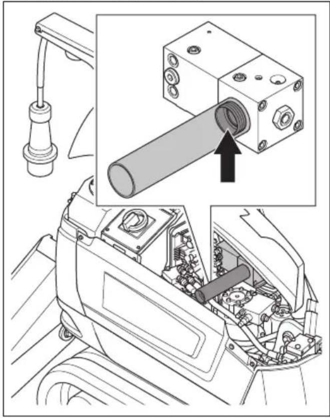 HUSQVARNA TC 130 - To do a check of the quantity of grease in the grease cartridge in the breaker grease pump (DXR 275, DXR 305, DXR 315) - 1