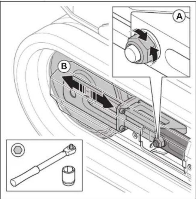 HUSQVARNA TC 130 - To manually adjust the caterpillar trackstension (DXR 95) - 2
