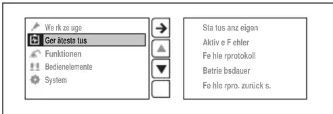 HUSQVARNA TC 130 - Menu „Gerätestatus“ - 1