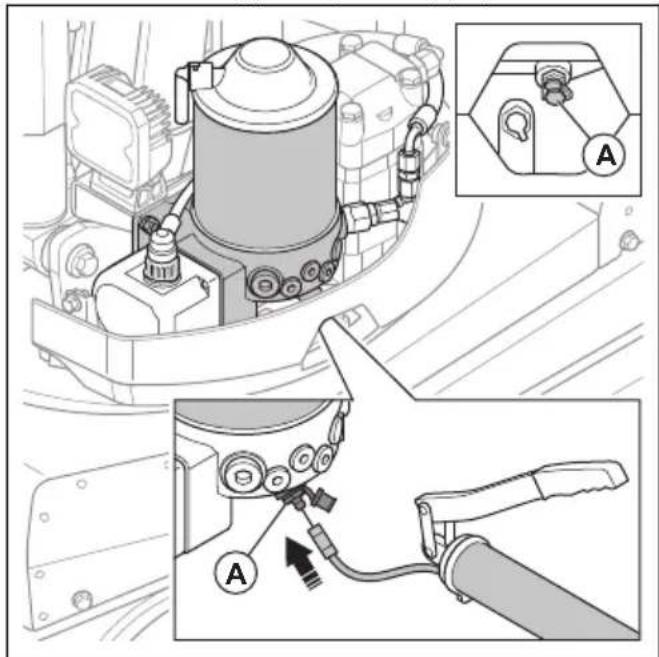 HUSQVARNA TC 130 - Contrôle de la quantité de graisse dans la pompe de graissage du marteau (DXR 95) - 2