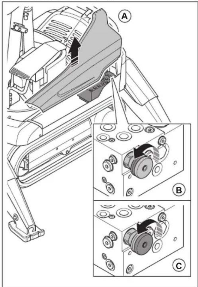 HUSQVARNA TC 130 - To clean the check valves for the caterpillar track tension (DXR 145) - 1