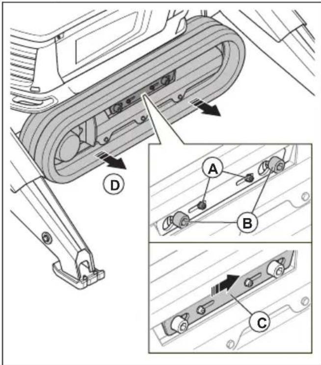 HUSQVARNA TC 130 - De rupsbandverbreders monteren en verwijderen (DXR 275, DXR 305, DXR 315) - 1