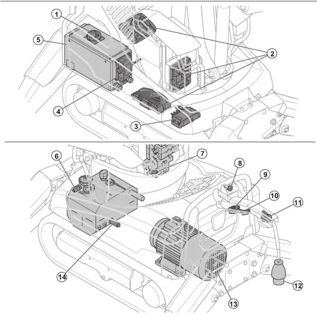 HUSQVARNA TC 130 - Geräteübersicht, elektrisches System (DXR 145) - 1