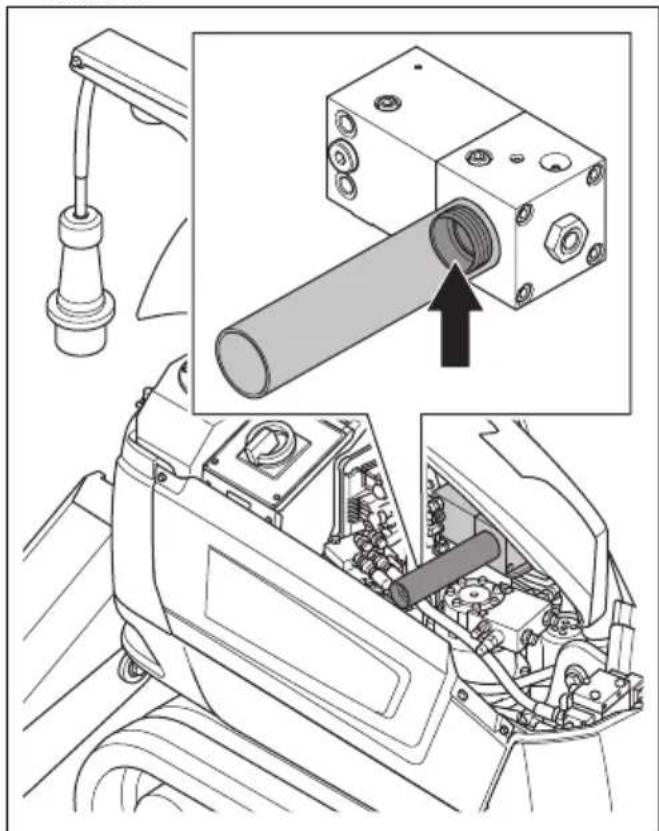 HUSQVARNA TC 130 - So führen Sie eine Prüfung der Schmierfettmenge in der Schmierfettkartusche der Hydraulikhammer-Fettpumpe durch (DXR 275, DXR 305, DXR 315) - 1