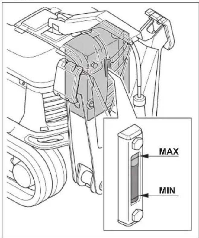 HUSQVARNA TC 130 - To do a check of the hydraulic oil level (DXR 275, DXR 305, DXR 315) - 1