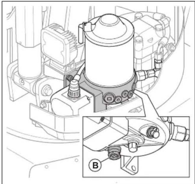 HUSQVARNA TC 130 - So führen Sie eine Prüfung der Schmierfettmenge in der Hydraulikhammer-Schmierfettpumpede durch (DXR 95) - 4