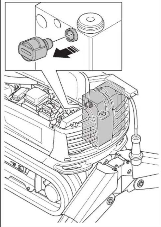 HUSQVARNA TC 130 - De hydraulische druk in het hydraulisch systeme aflaten (DXR 275, DXR 305, DXR 315) - 2