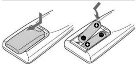 SONY MHCS9D - Inserting two size AA (R6) batteries into the remote - 1
