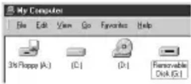 SONY MSACUS5 - L'icone du pilote dernièrement identifié en tant que "Removable disk (Disque amovible)" (ex: [G:]) apparait dans la fenêtre "My Computer", et l'installation du pilote de "Memory Stick" est terminée. - 1