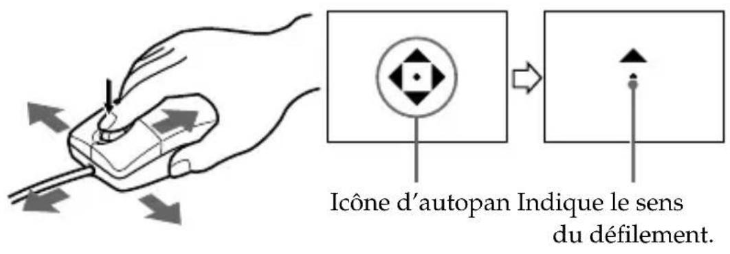 SONY MSACUS5 - Lorsque l'icone apparait, déplacez la souris dans la direction souhaitation. - 1