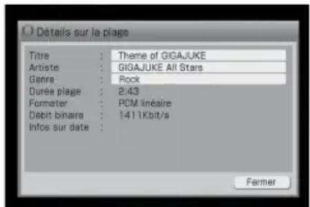SONY Giga Juke NASSC500PK - Affichage des informations sur les plages - 1