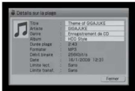 SONY Giga Juke NASSC500PK - Vérification des informations sur l'album ou la plage - 1