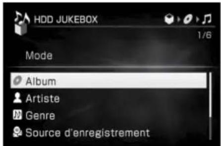 SONY Giga Juke NASSC500PK - Appuyez plusieurs fois sur  pour selectionner le repertoire « Mode», puis appuyez sur /  /  / pour afficher les albums, listes de lecture, groupes ou plages que vous souhaitez transférer. - 1