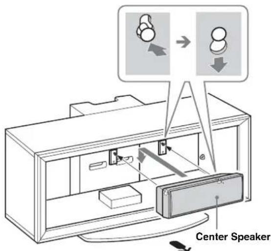 SONY SUFL300M - Hang the Center Speaker onto the hook screws as shown. - 1