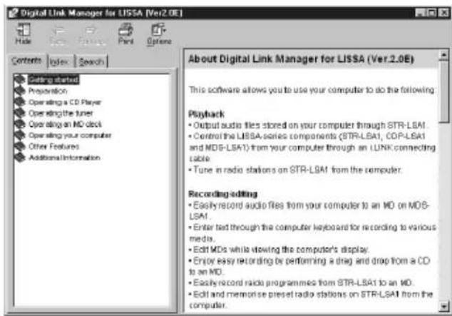 SONY PCLKLSA2 - Ouverture du sommaire de I'aide - 1