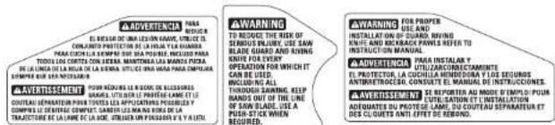 DEWALT DW744X - 4WARNING - 2