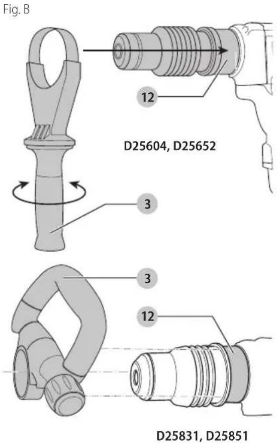 DEWALT D25604K - Agarradera lateral (Fig. A, B) - 1
