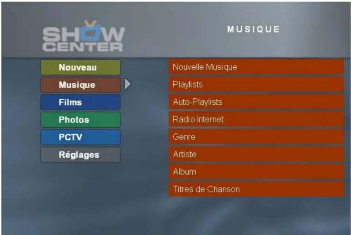 Avid ShowCenter - Menu TV - Musique - 1