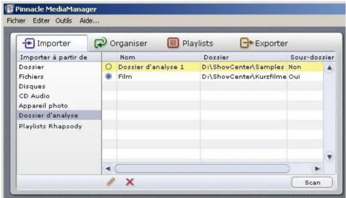 Avid ShowCenter - Importer - Dossier d'analyse - 1