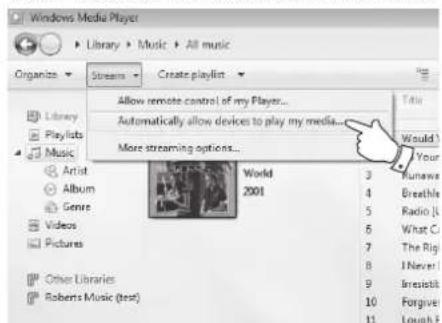SANGEAN DDR75BT - Configurer l'accès upnp avec windows media player - 1