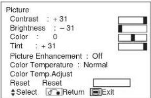 HITACHI CMP420V1 - Example: Selecting the Picture screen - 4