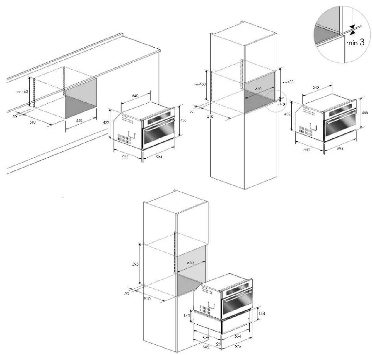HOOVER HSO450 SV - Installing the oven in a cabinet - 2