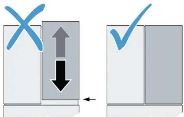BOSCH B36CT80SNS - Alinear el resquicio horizontal de las puertas: - 1