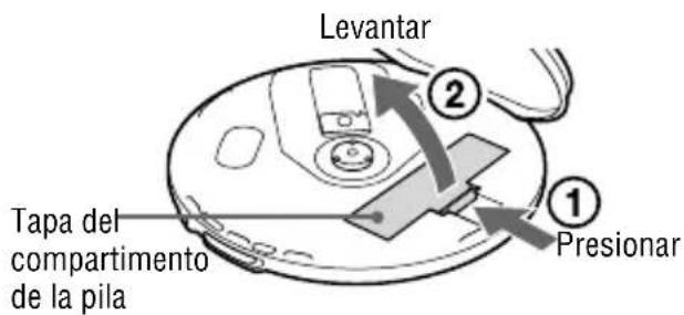 SONY DNF430 - Abra la tapa del compartmento de la pila del reproductor. - 1