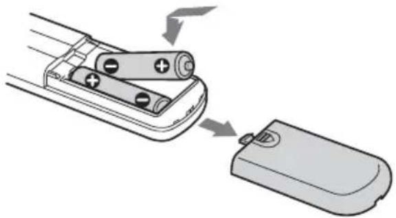 SONY SCDXA1200ES - Einlegen der Batterien in die Fernbedienung - 1