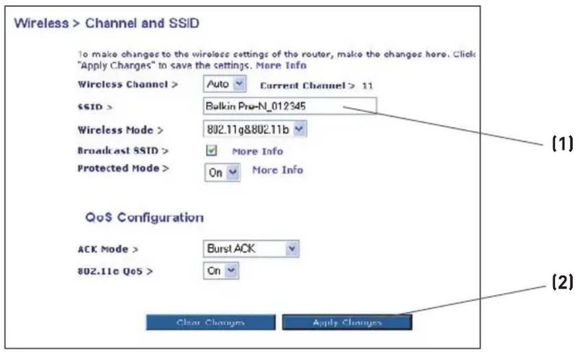 BELKIN F5D82304 - Modification du nom du réseau sans fil (SSID) - 1