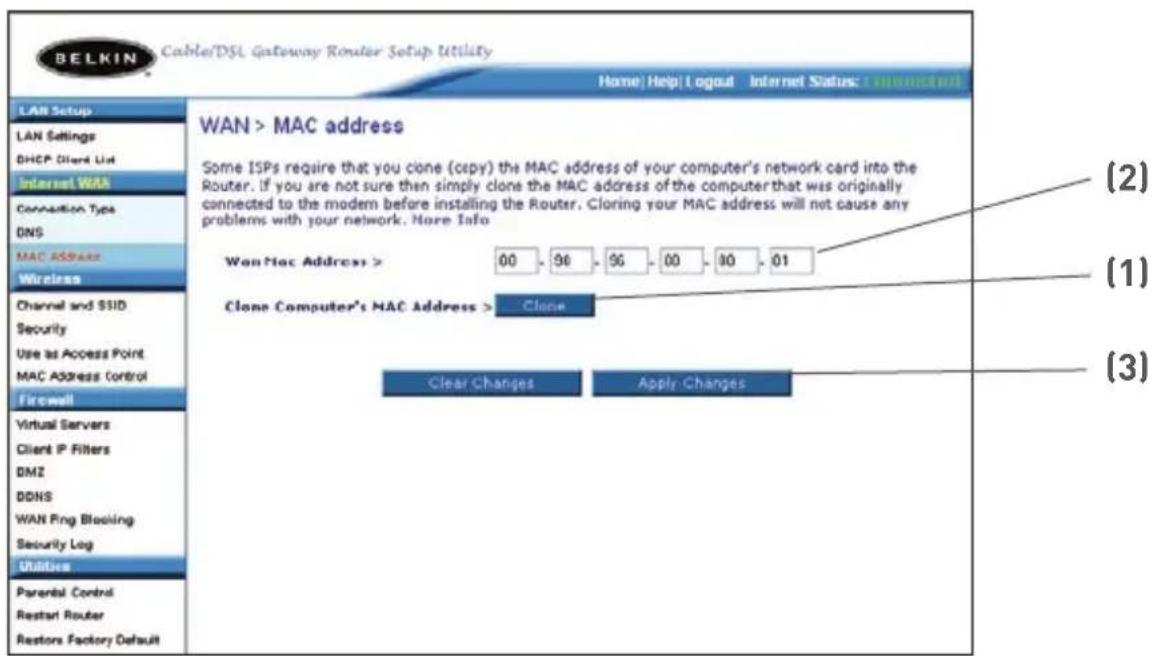 BELKIN F5D82304 - Saisie d'une adresse MAC spécifique - 1