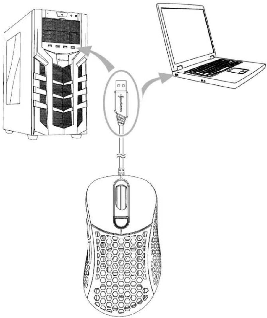 Sharkoon Light² 200 - Connecter la souris gaming - 1