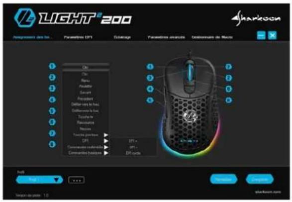 Sharkoon Light² 200 - Assignment des boutons - 1