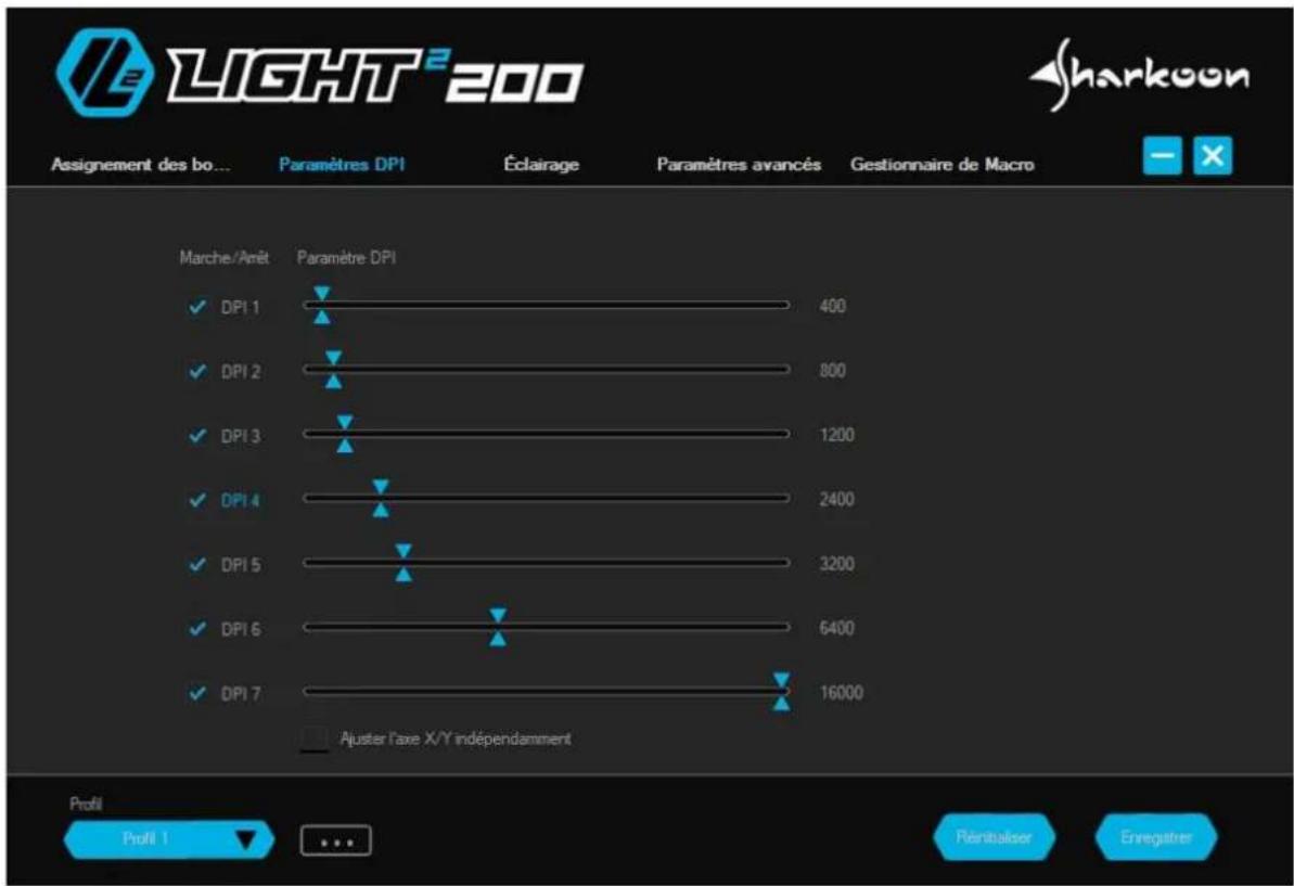 Sharkoon Light² 200 - Paramètres DPI - 1