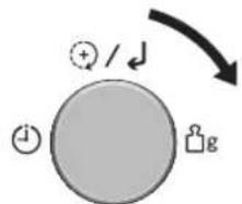 Diagram showing a circle with plus/minus symbols and a directional arrow, possibly indicating rotation or movement.
