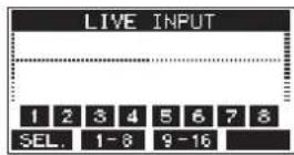 TASCAM Model 16 - Écran LIVE INPUT - 1