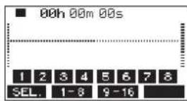 TASCAM Model 16 - Écrans des niveaux d'entrée des canaux - 1