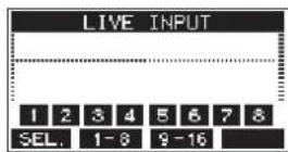 TASCAM Model 16 - LIVE INPUT Screen - 1