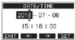 TASCAM Model 16 - Ajuste de la Fecha y la hora del reloj interno - 1