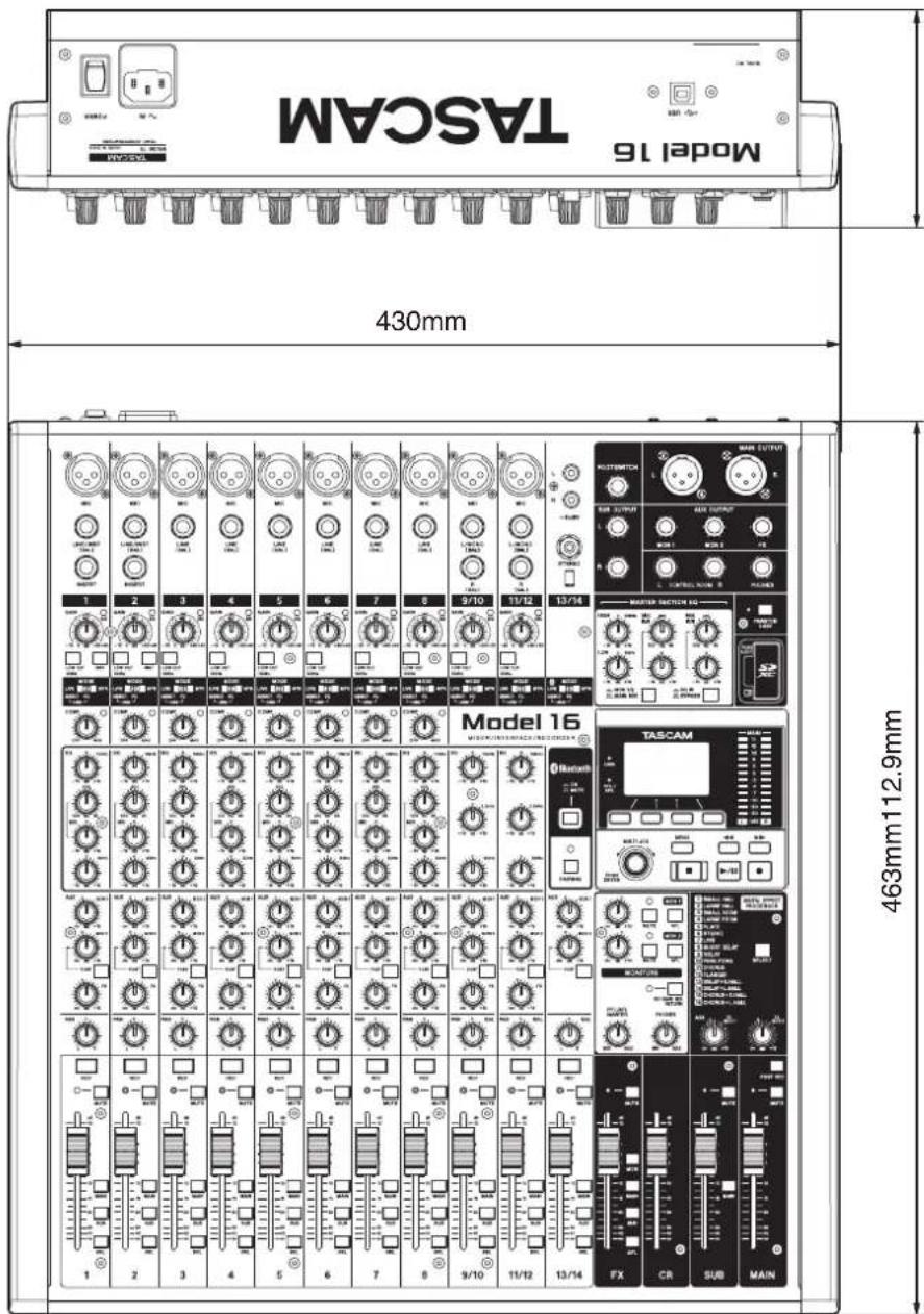 TASCAM Model 16 - Dimensional drawings / Dessins avec cotes / Esquema de dimensiones - 1