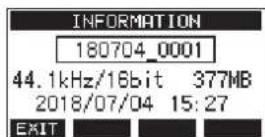 TASCAM Model 16 - Affichage des informations demorceau - 1
